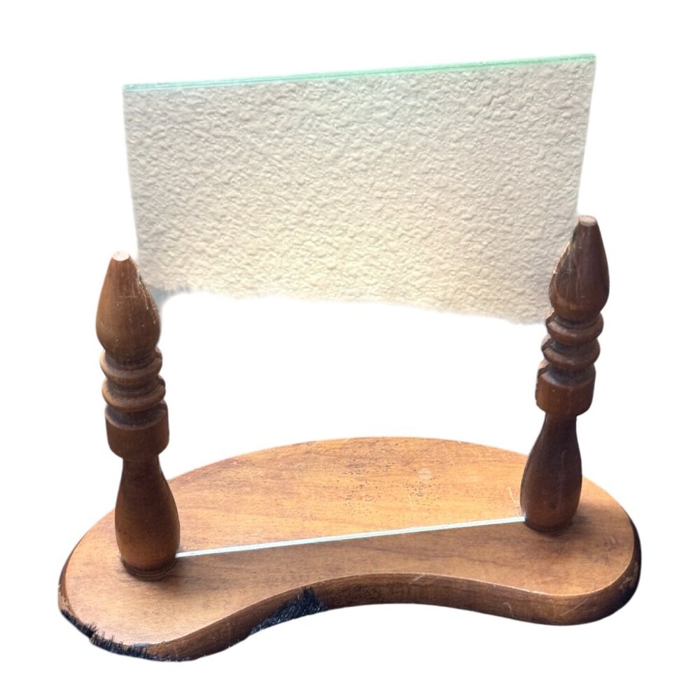 Vintage Wooden Photo Holder With Glass Insert